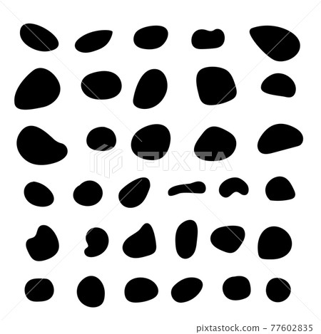 Random blob organic pattern spot shape. Amorphous ink blob geometric round pattern Random blob organic pattern spot shape. Amorphous ink blob geometric round pattern 77602835