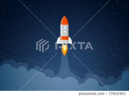 Rocket takes off into outer space Rocket takes off into outer space 77602901
