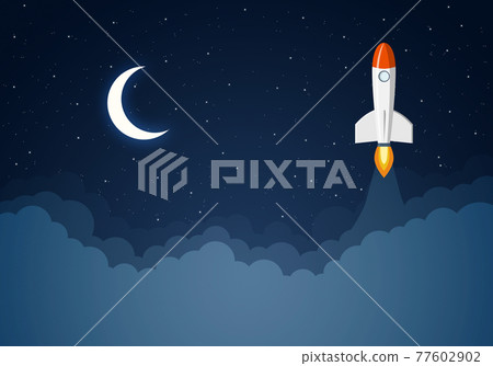 Rocket takes off into outer space Rocket takes off into outer space 77602902