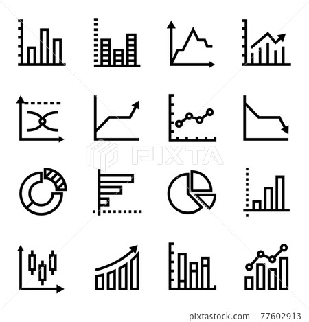 Graph Icon Set Vector image. Editable stroke. 48 x 48 pixels perfect.  77602913