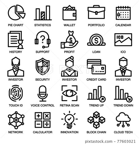 Fintech Icon Set Vector image. Editable stroke. 48x48 Pixel Perfect. 77603021