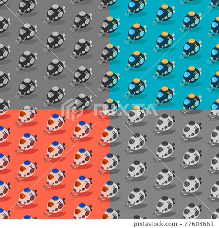 set of seamless patterns with bathyscaphe. Children toys and entertainment. Ornament for decoration and printing on fabric. Design element. Vector 77603661