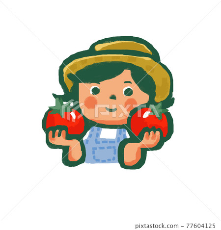 Girl smiling with tomatoes Girl smiling with tomatoes 77604125
