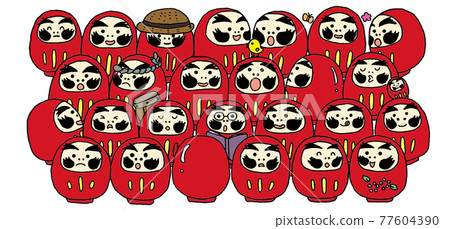 Illustration of a lot of Daruma dolls 77604390