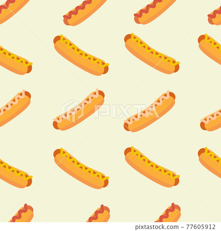 National Hot Dog Day vector seamless pattern with different hotdogs. National Hot Dog Day vector seamless pattern with different hotdogs. 77605912