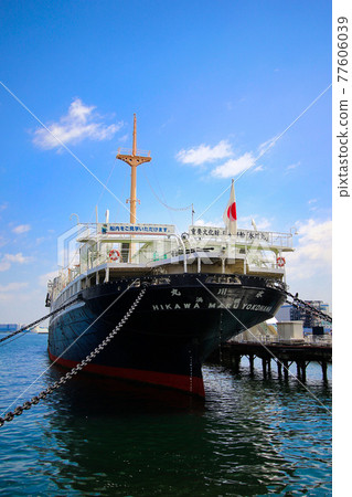 Hikawa Maru in Yamashita Park moored under the blue sky 77606039