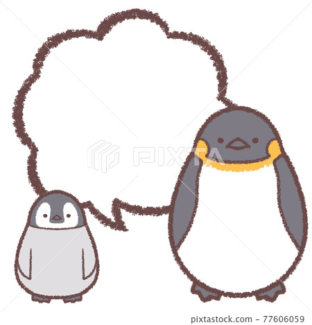 Emperor penguin parent and child and speech bubble Emperor penguin parent and child and speech bubble 77606059