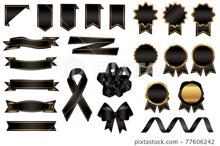 黑色和金色絲帶獎章徽章套裝真正的複古 77606242