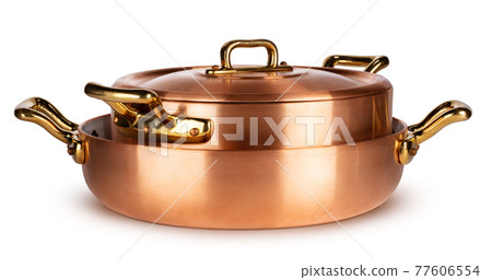 Copper cookware set isolated on white background 77606554