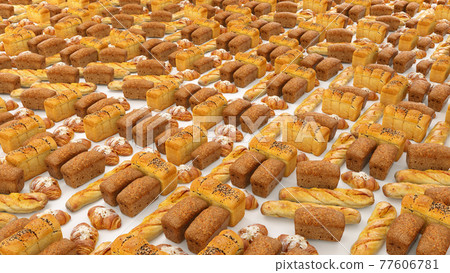 Bread bun roll croissant set or collection Baked food and bakety 77606781