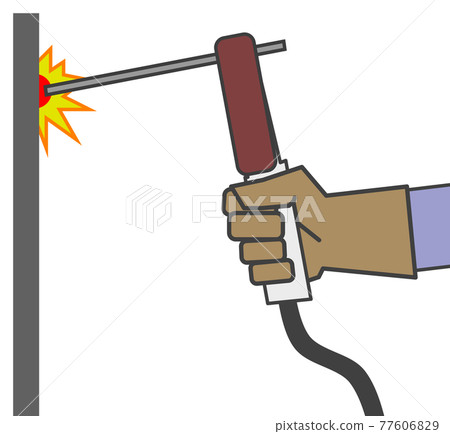 Illustration of fixing an iron plate by arc welding 77606829