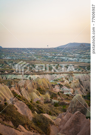 Turkish tourist destination Cappadocia evening balloon 77606987