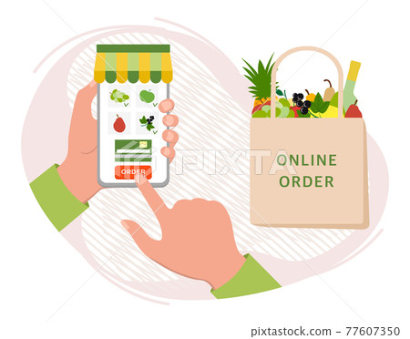 Online Grocery Store Order Shopping Delivery Cell Online Grocery Store Order Shopping Delivery Cell 77607350