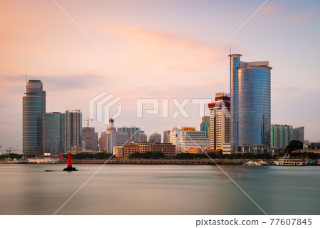 Xiamen, China city skyline a 77607845