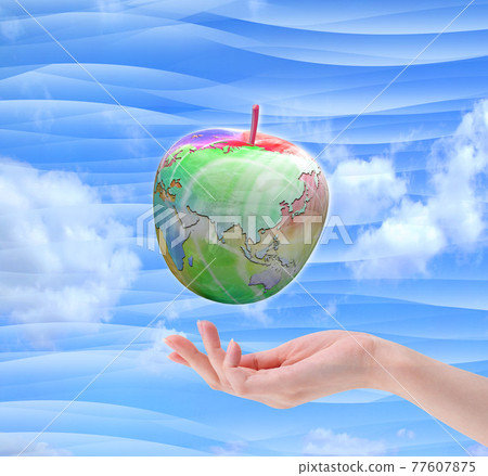 Apple fruit earth on the hands Apple fruit earth on the hands 77607875
