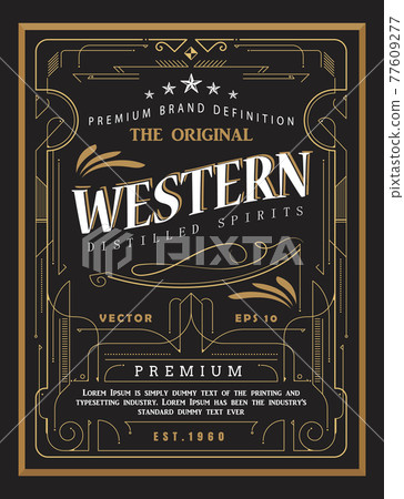vintage  art deco label design antique frame border retro vector illustration 77609277