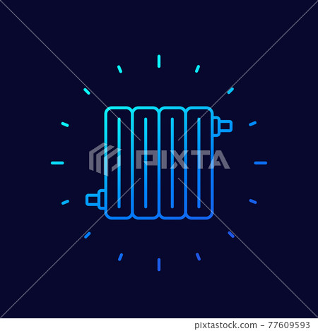 Heating battery or radiator line icon on dark Heating battery or radiator line icon on dark 77609593