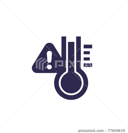 high temperature warning alert icon on white 77609639