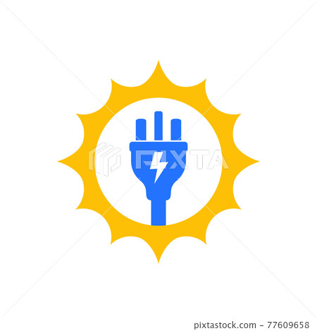 Solar energy icon with electric plug, vector Solar energy icon with electric plug, vector 77609658