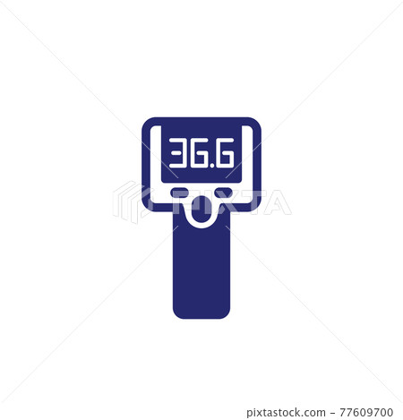 infrared thermometer gun, temperature check icon 77609700
