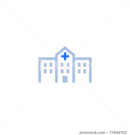 Hospital, ambulant clinic icon on white 77609703