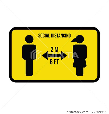 Social distancing icon symbol vector keep safe distance sign in a glyph pictogram illustration 77609933