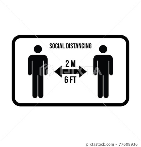 Social distancing icon symbol vector keep safe distance sign in a glyph pictogram illustration 77609936