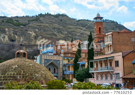 Popular city landmark of Tbilisi. The old building of the sulfur bath Popular city landmark of Tbilisi. The old building of the sulfur bath 77610253