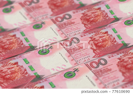 100 HKD. Currency of Hong Kong banknotes background. 100 HKD. Currency of Hong Kong banknotes background. 77610690