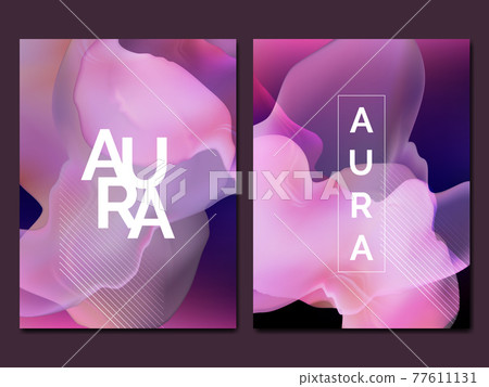 Vector Minimal Abstract Smoke or Aura Effect Background, Card, Book Cover or Poster Template in Pink, Blue and Purple. 77611131