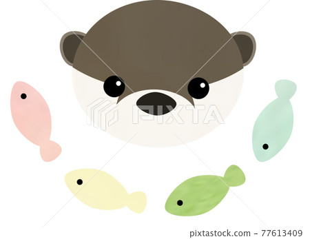 水獺和五顏六色的魚 水獺和五顏六色的魚 77613409