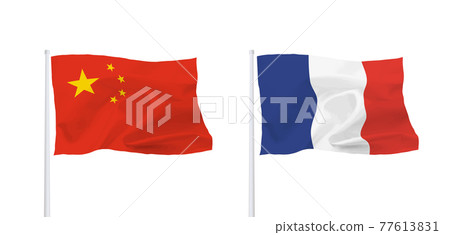 法國和中國國旗 77613831