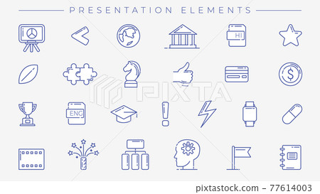 Presentation Elements concept line style vector icons set. 77614003