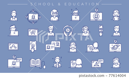 School and Education concept line style vector icons set. School and Education concept line style vector icons set. 77614004
