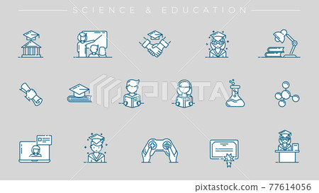 Science and Education concept line style vector icons set. 77614056