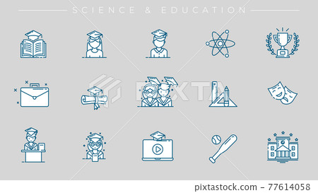 Science and Education concept line style vector icons set. 77614058