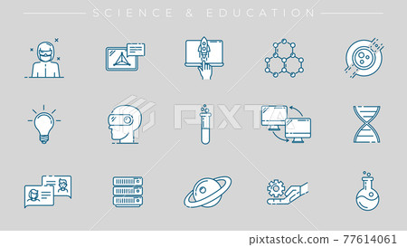 Science and Education concept line style vector icons set. 77614061