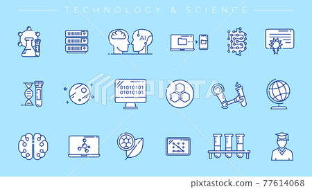 Technology and Science concept line style vector icons set. Technology and Science concept line style vector icons set. 77614068