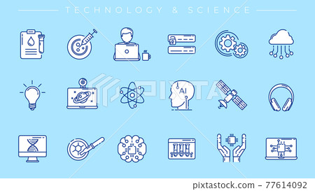 Technology and Science concept line style vector icons set. 77614092