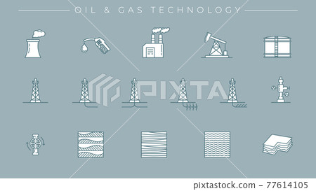 Oil and Gas Technology concept line style vector icons set 77614105