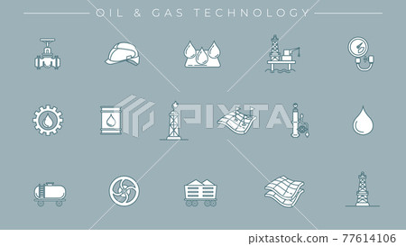 Oil and Gas Technology concept line style vector icons set Oil and Gas Technology concept line style vector icons set 77614106