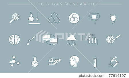 Oil and Gas Research concept line style vector icons set 77614107