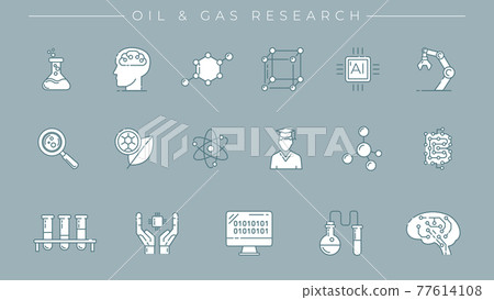 Oil and Gas Research concept line style vector icons set Oil and Gas Research concept line style vector icons set 77614108