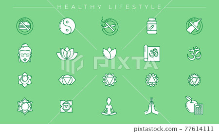Healthy Lifestyle concept line style vector... - Stock Illustration ...
