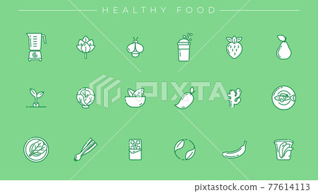 Healthy Food concept line style vector icons set - Stock Illustration ...