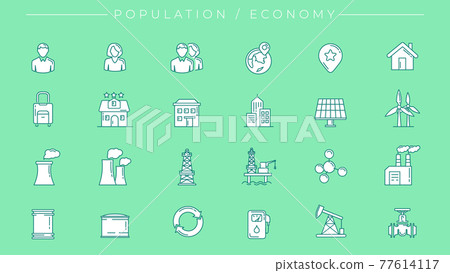 Population and Economy concept line style vector icons set 77614117