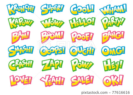 Character material expressing comic-style onomatopoeia and exclamation marks Character material expressing comic-style onomatopoeia and exclamation marks 77616616