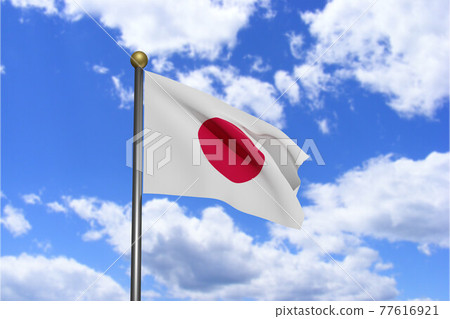 3D Rendered image. Flag of Japan waving in the 3D Rendered image. Flag of Japan waving in the 77616921