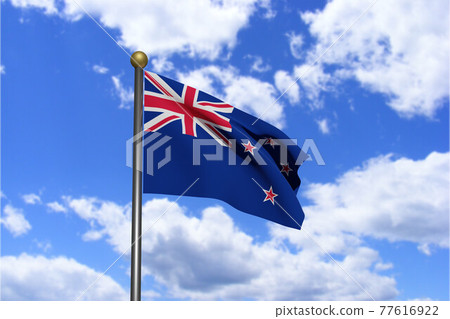3D Rendered image. Flag of New Zealand waving in 3D Rendered image. Flag of New Zealand waving in 77616922