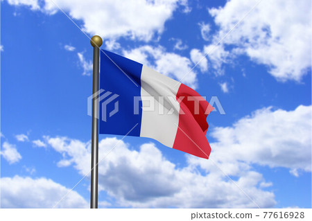 3D Rendered image. Flag of France waving in the 3D Rendered image. Flag of France waving in the 77616928